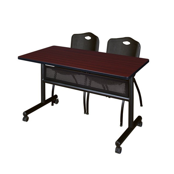 Rectangle FlipTop Table, 48" W, 29" H, Laminate Top, Mahogany