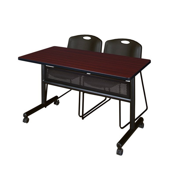 Rectangle FlipTop Table, 48" W, 29" H, Laminate Top, Mahogany