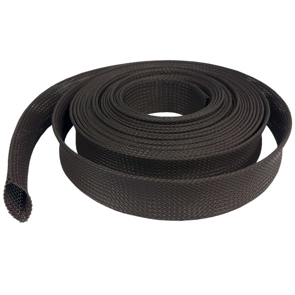 Braided Cable Sleeve, 1-1/2 in Inside Dia., 250 ft, Polyester, Dark Brown
