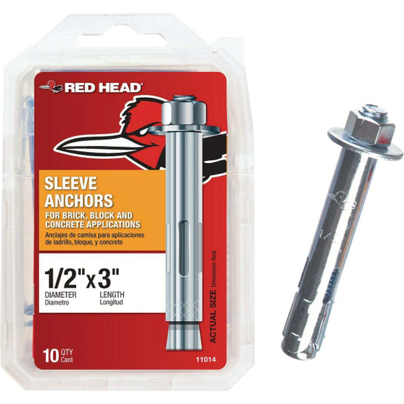 Red Head 1/2 In. x 3 In. Hex Sleeve Anchor (10-Count) 11014