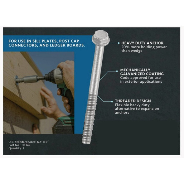 Tapcon 2pk 1-2x6 Hex Anchor 50326 231082