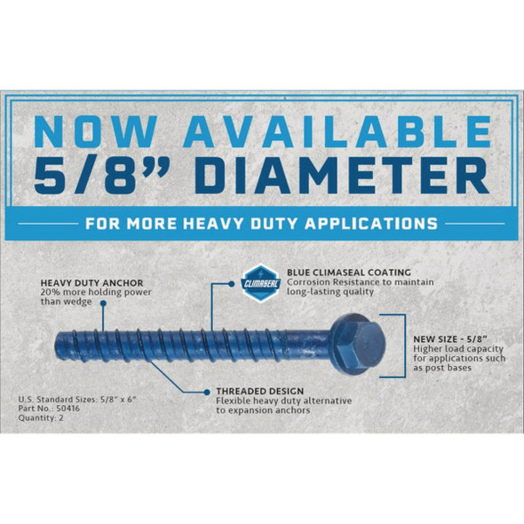 Tapcon 5-8 In. x 6 In. Hex Washer Head Heavy Duty Screw Anchor (2-Count) 50416 231450
