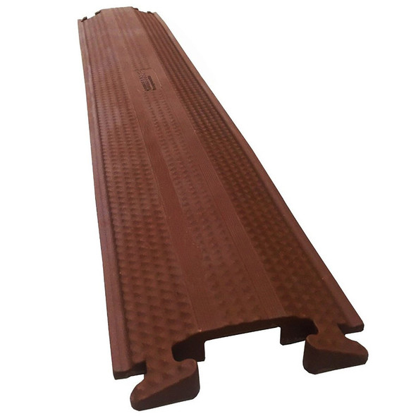 Cable Protector, 7/8 in H, 5 ft L, 5-1/4 in W, 1 Channel, Rubber, Brown