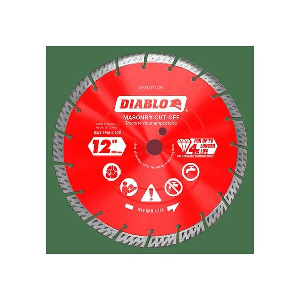 Diablo DiamondSawBlade,Diam:12",Arbor:20mm,1" DMADST1200