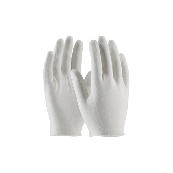 Knit Gloves, Cotton, 8-1/2" Length, Light, White, Size Men's ,12 PK Pack of 2
