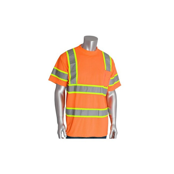 Crew Neck Wicking Polyester T-Shirt, 3, R3, Mesh, Polyester, Orange, 4X