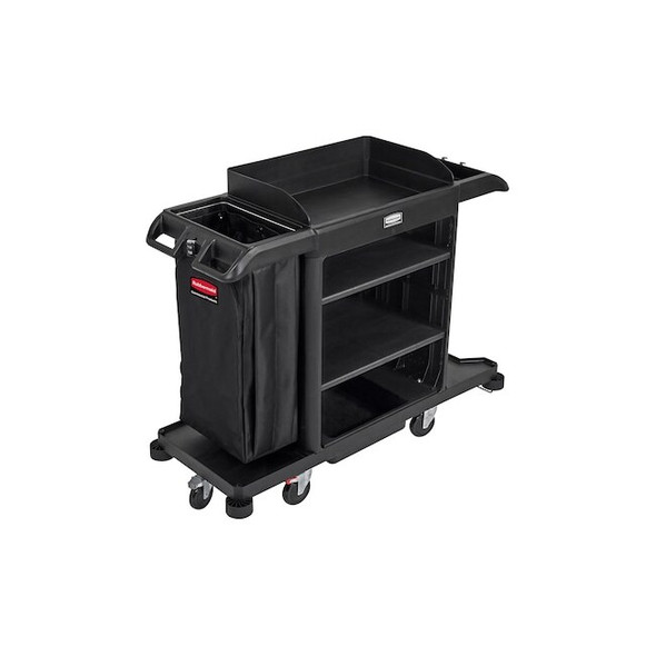 Rubbermaid Commercial Housekeeping Cart,Plastic Frame,Black 2202581