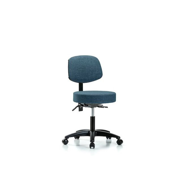 Blue Ridge Ergonomics Desk Stool, Fabric, Bk, Casters, Blu BR-FDHST-RG-T0-RC-F43
