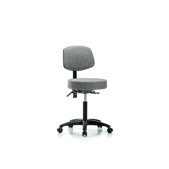 Bench Stool,Med,Fabric,Bk Casters,Gry