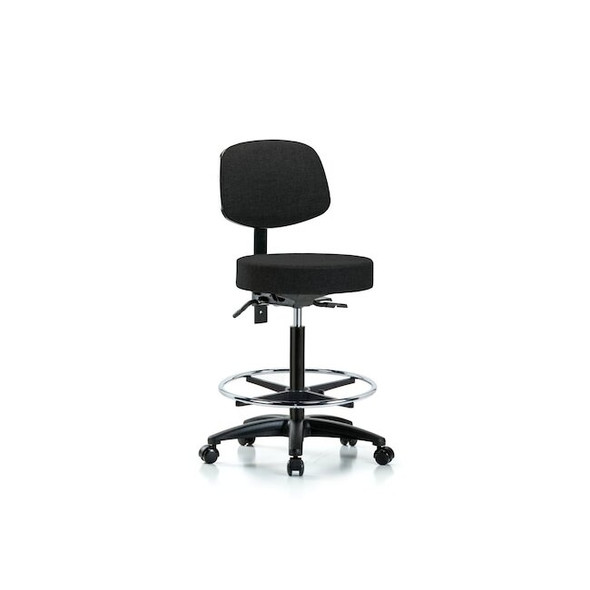 Bench Stool, Hi, Fabric, Bk, CF, Casters, Blk, Caster Type: Rolling