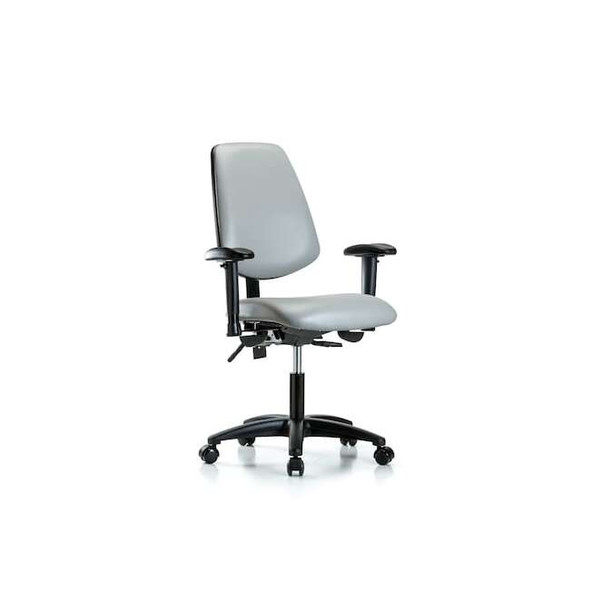Desk Chair Adjustable Arms, 18" to 23" Height, Vinyl, Dove