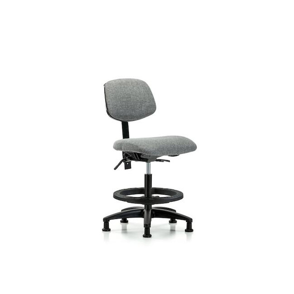 Chair,Fabric,Med Bench,BF Glides,Gry, No Arms, 22" to 29" Height, Gray