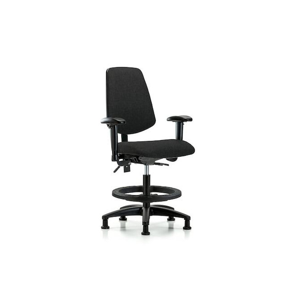 Fab Med Bench Chair,Bk,BF,Glds,Blk, 6-Way Adjustable, 22" to 29" Height, Black