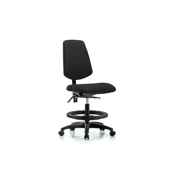 Fab Med Bench Chair,Bk,BF,Cast,Blk, No Arms, 22" to 29" Height, Black