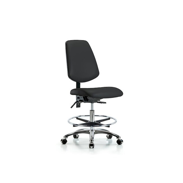 Bench Chair,Vinyl,Med,Bk,CF,Cast,Blk, No Arms, 22" to 29" Height, Black