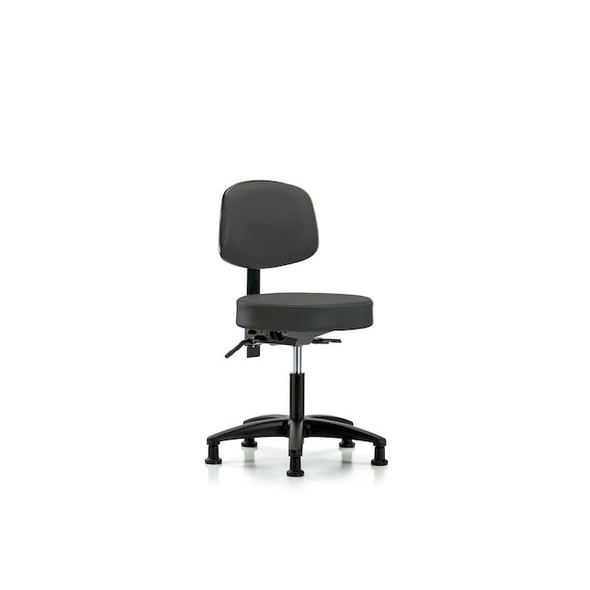 Blue Ridge Ergonomics Desk Stool, Vinyl, Bk, Glides, Gry BR-VDHST-RG-T0-RG-8605