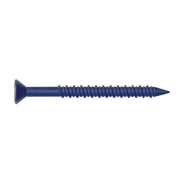 Conset Concrete Screw, 3/16" Dia., Flat, 3 3/4 in L, Steel Blue Ruspert, 25 PK