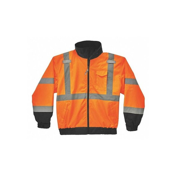 Hi-Vis 2-in-1 Bomber Jacket, Oxford Polyester, Class 3 Hi-Viz Orange, Xl