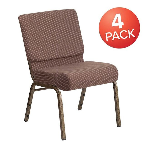 Flash Furniture Brown Dot Fabric Church Chair,PK4 4-FD-CH0221-4-GV-BNDOT-GG