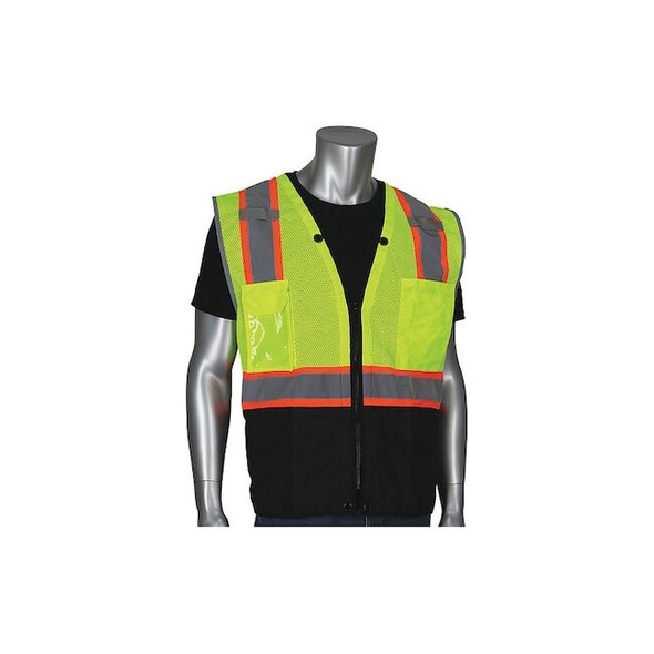 Pip Hi-Vis Vest,Bk Bottom Ripstop,Lime Yl,M 302-0650D-LY/M