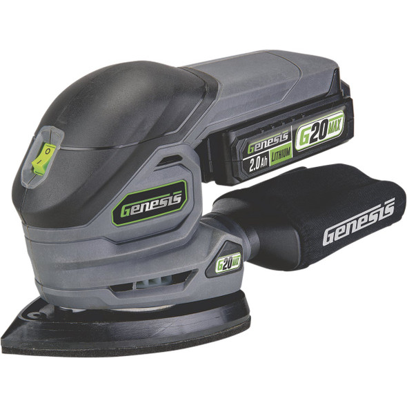 Genesis 20V Cordless Detail Sander Kit with 2.0 Ah Battery & Charger GLDS20B