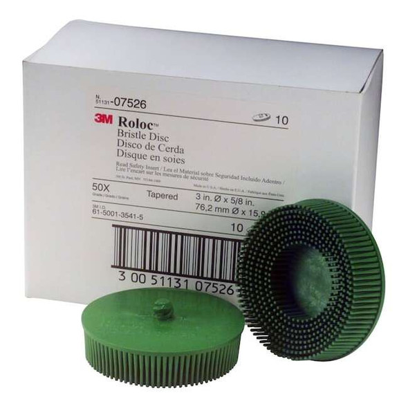 3m Scotch-Brite Roloc Bristle Discs 50 Grit Coarse Green,3" MMM7526