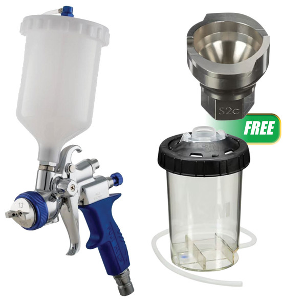 Spray Gun - T-75G Gravity Fee/ PPS Adapter 2C 6mm F1.5mm Thread/Series 2 MD Pressure Cup Bundle MDW5175GDW