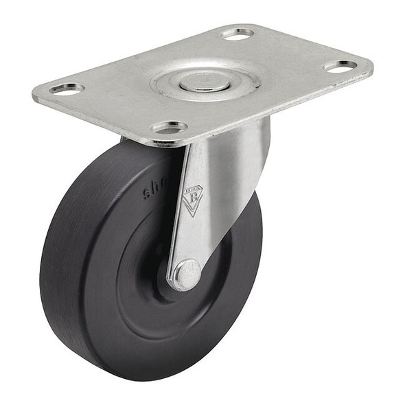 5" X 15/16" Non-Marking Rubber Soft Swivel Caster, No Brake, Loads Up To 130 lb