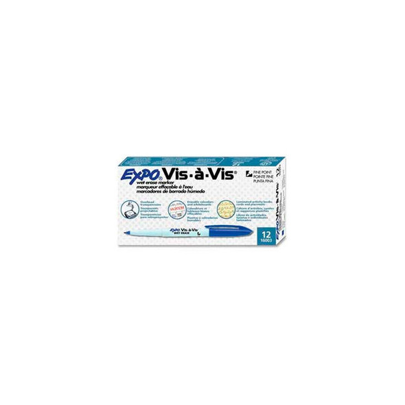 EXPO Wet Erase Marker Fine Bullet Tip Blue Dozen