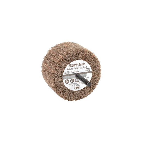 3M Scotch-Brite Cut and Polish Flap Brush 3"" x 1-3/4"" x 1/4"" MED Grit Aluminu