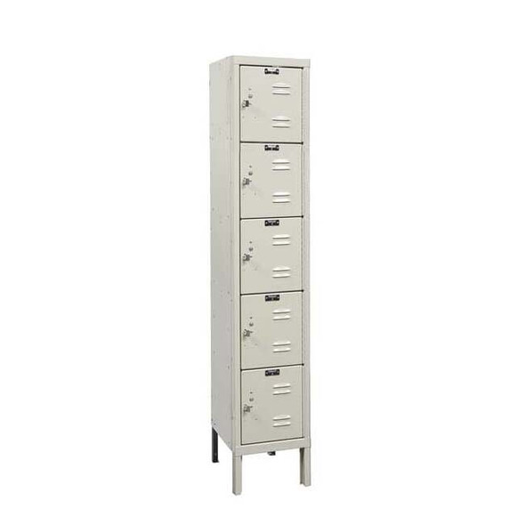 Box Locker, 12 in W, 12 in D, 66 in H, (1) Wide, (5) Tier, Tan
