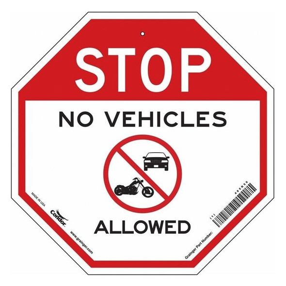 Condor Safety Sign, 18 in Height, 18 in Width, Aluminum, Octagon, English 485K59