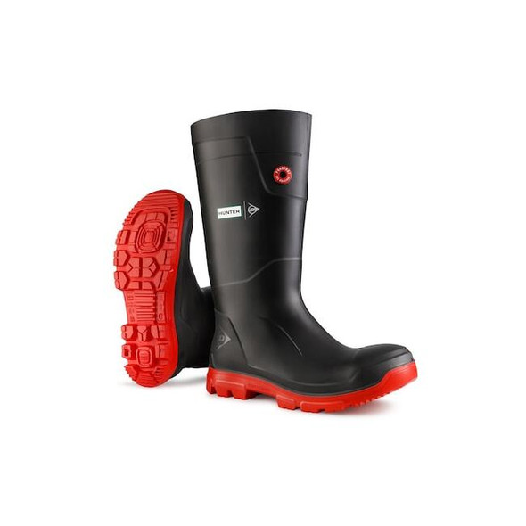 Dunlop Rubber Boot, 7D, Knee, Black; Red, PR LJEHE01.07