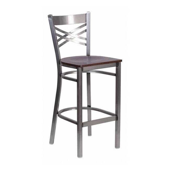 Flash Furniture Restaurant Barstool,Metal X Bck,Wal Woo XU-6F8B-CLR-BAR-WALW-GG