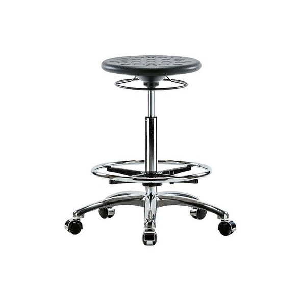 Cleanroom Stool, Polyurethane, Black, 23 1/2 in to 33 1/2 in Seat Height