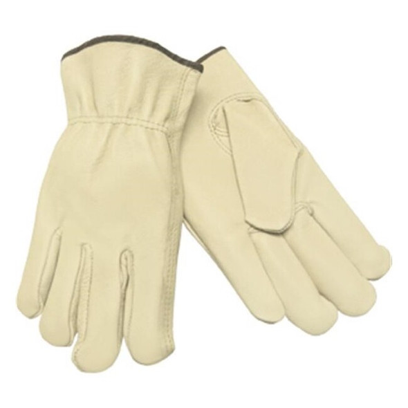 MCR Safety® Pigskin Leather Drivers, Keystone Thumbs, Large, Natural, 12/Pair