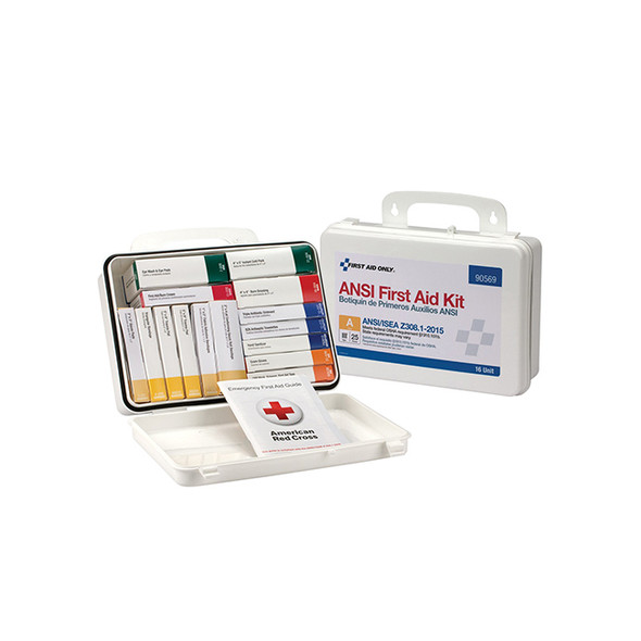25-Person, 16-Unit ANSI A Unitized Weatherproof First Aid Kit, Plastic, 1/Each