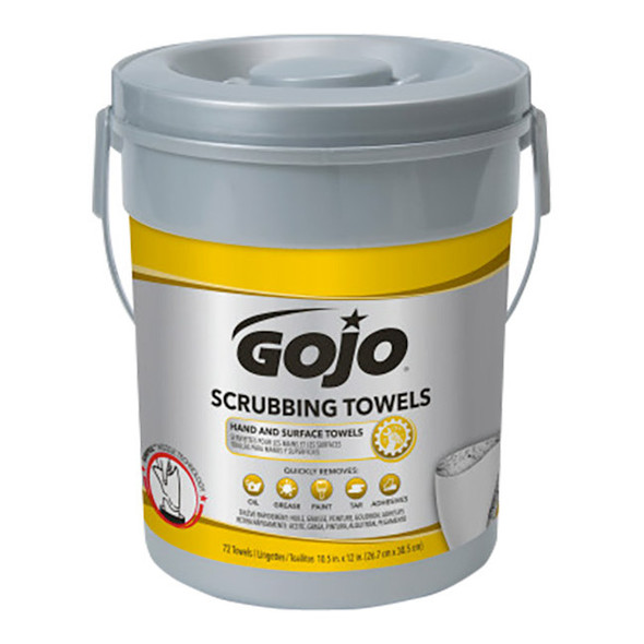 Gojo® Heavy-Duty Scrubbing Towels, Gray, 6 Containers/72 Each