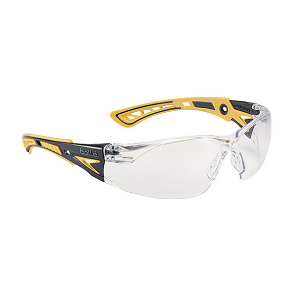 Bolle Safety Rush+ Safety Glasses, Black/Yellow Frame, Copper Lens, 1/Each
