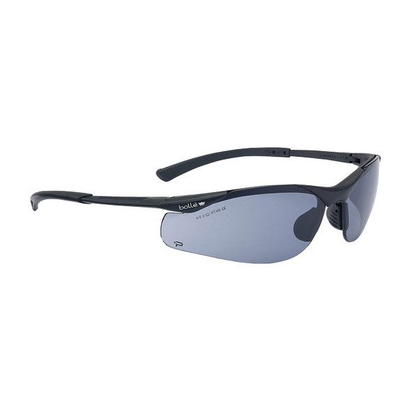 Bolle Safety Contour Glasses, Smoke Lens, Platinum Coating, 1/Each