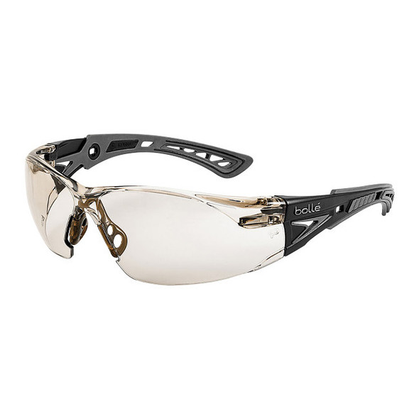 Bolle Safety Rush+ Safety Glasses, Black/Gray Frame, Copper Lens, 1/Each
