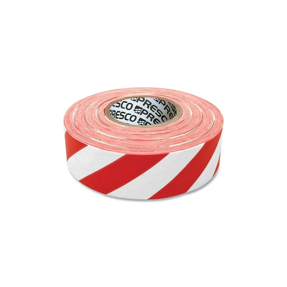 Striped Flagging Tape, 1-3/16 in W x 300 ft L, Red and White