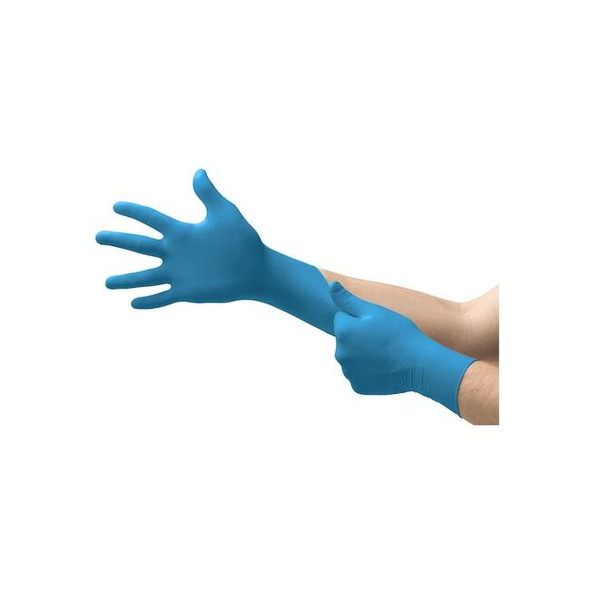 Disposable Gloves, 6.7 mil Palm, Nitrile, Powder-Free, 2XL, 50 PK, Blue