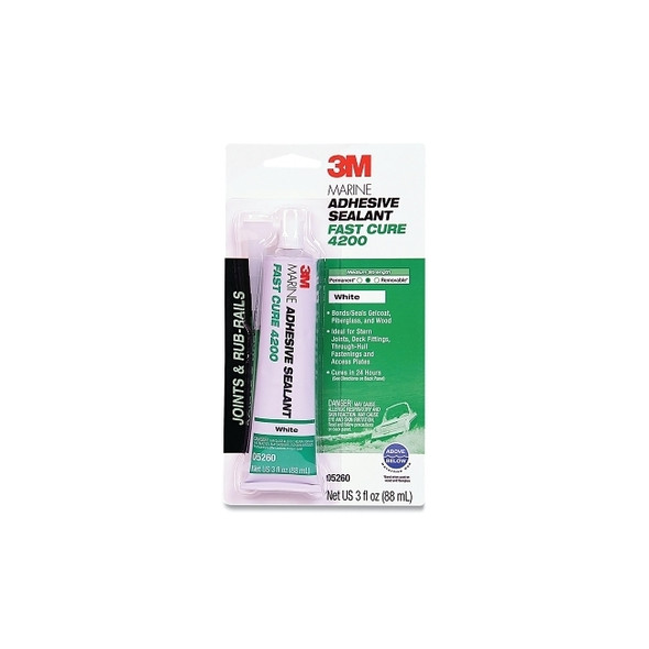 Marine Adhesive Sealant,4200FC, 3 oz, Tube, White