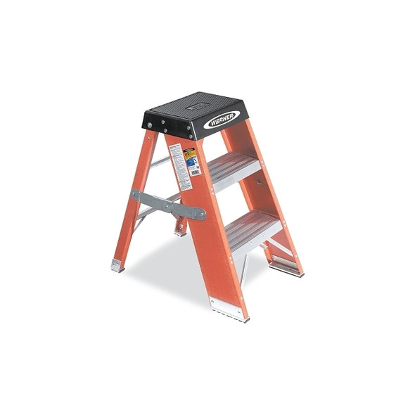 Fiberglass Step Stand, 3 ft L, 375 lb, Orange/ Black