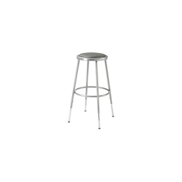 Interion Steel Shop Stool with Padded Seat - Adjustable Height 25"" - 33"" - Gra