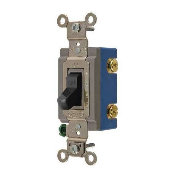 Hubbell Wiring Device-Kellems Wall Switch,15A,Black,1 HP,1-Pole Switch HBL1201BK