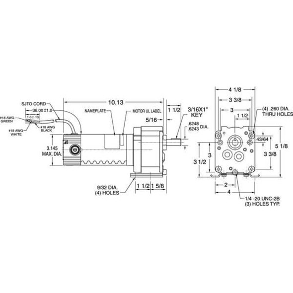 DC Gearmotor, 113 in-lb Max. Torque, 64 RPM Nameplate RPM, 90V DC Voltage  4Z382