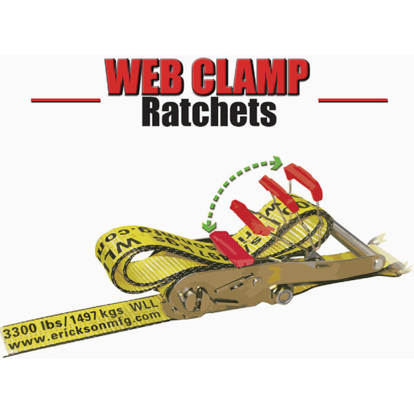 Erickson 2 In. x 30 Ft. 10,000 Lb. Long Handle Ratchet Straps with Flat Hook 58500 588571