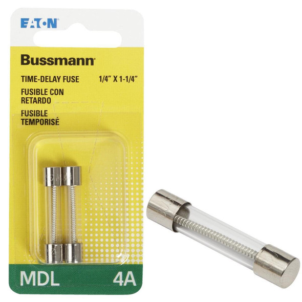 BP/MDL-4 Bussmann 4A MDL Glass Tube Electronic Fuse (2-Pack)